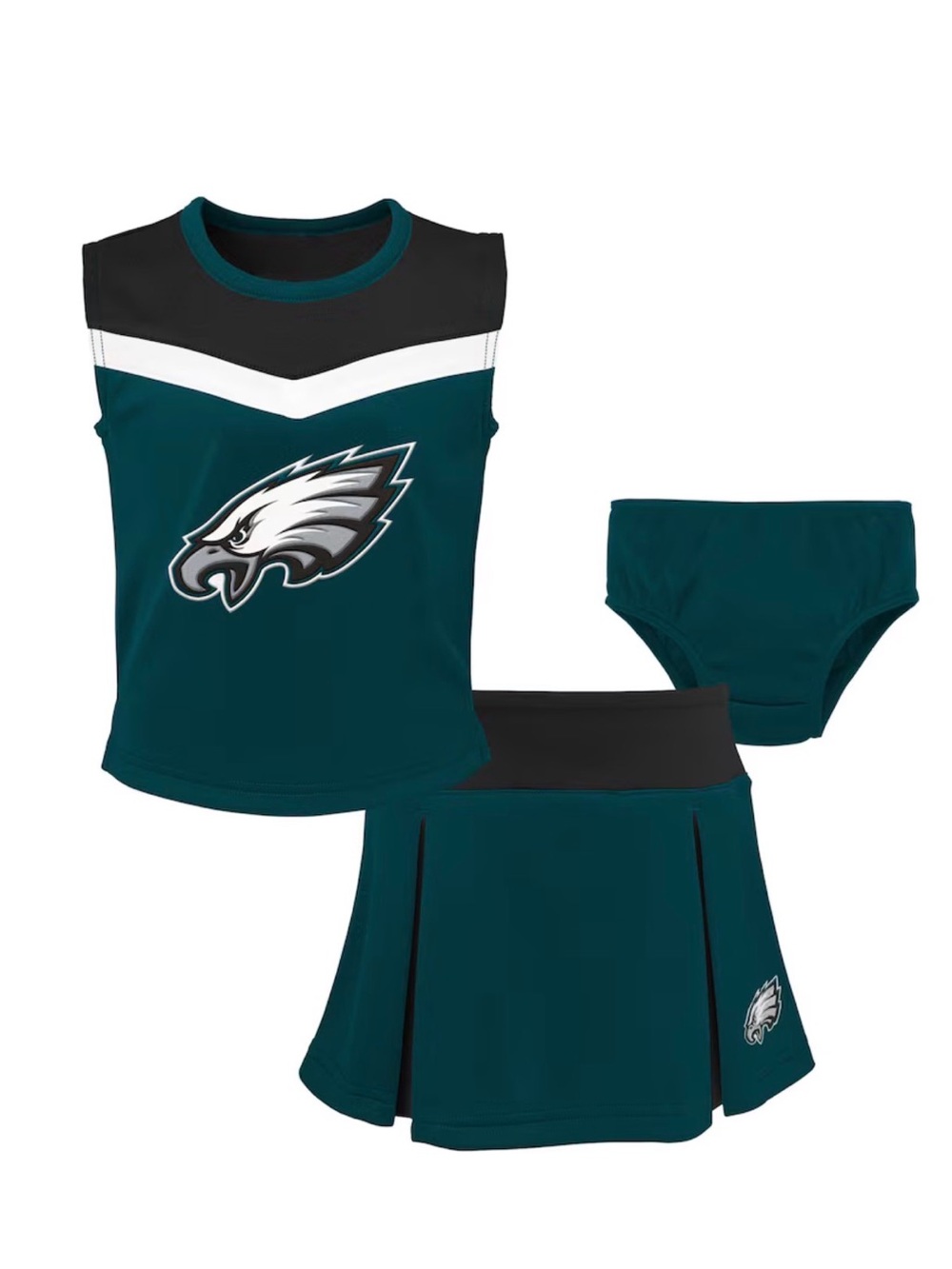 Girls Philadelphia Eagles Spirit Cheerleader Two-Piece Set with Bloomers